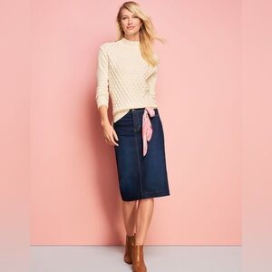NWT talbots denim midi pencil skirt. Dark wash. 10P 10 petite